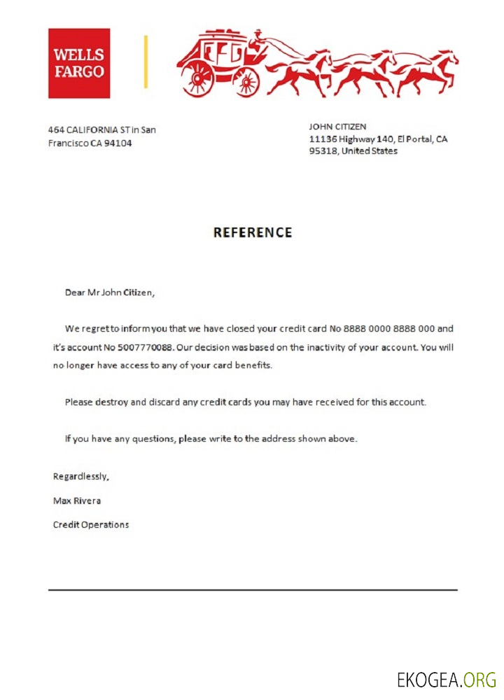 Référence USA , Wells Fargo Bank , closure